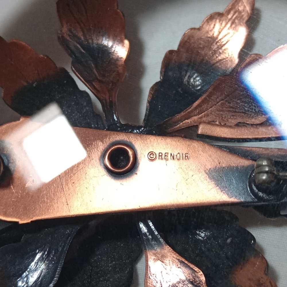 Renoir Vintage Elegant Copper Flower Brooch Casual Everyday Retro Statement Boho - Picture 13 of 15